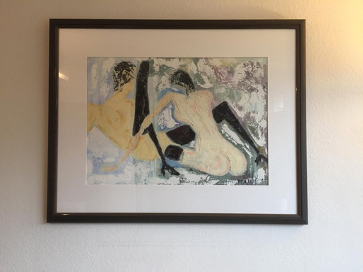 Les Lesbiennes, Olieverf op doek Jim Brands – schilderijen tekeningen, Figuratief