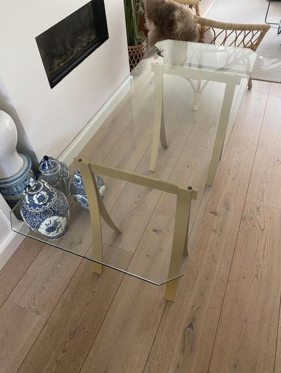 Image 1 of Hollywood Regency desk glass