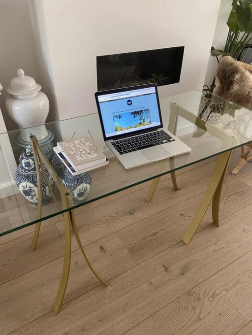 Bureau en verre Hollywood Regency