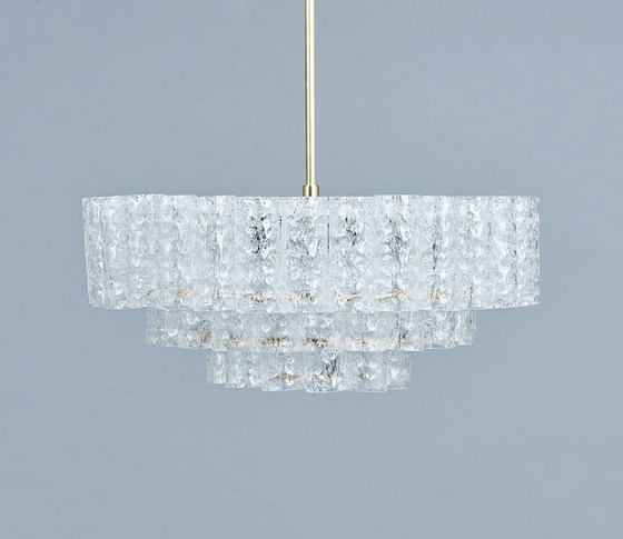 Image 1 of Doria glass and brass chandelier, 1960s