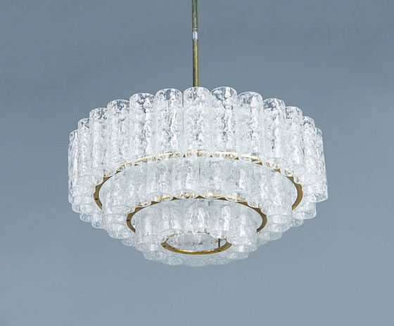 Image 1 of Doria glass and brass chandelier, 1960s