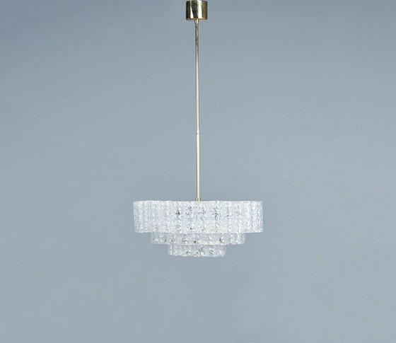 Image 1 of Doria glass and brass chandelier, 1960s