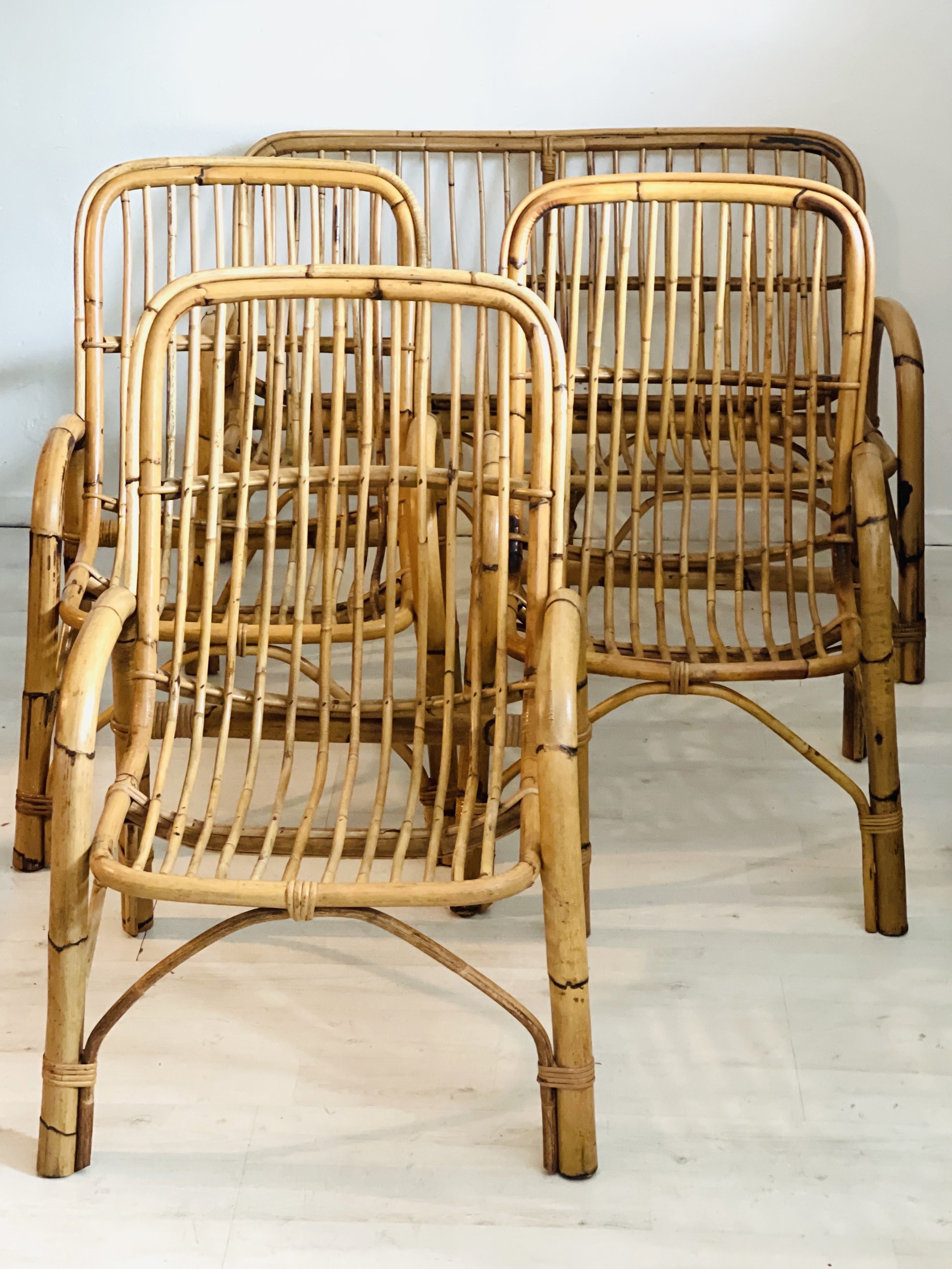 Rattan online bench vintage
