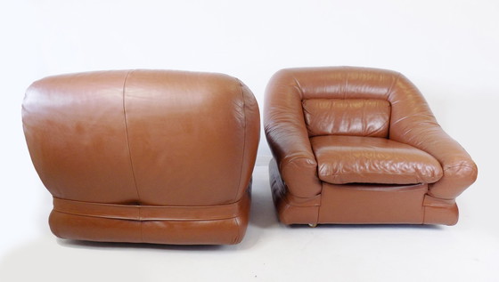 Image 1 of Italian leather lounge chair set of 2 70s