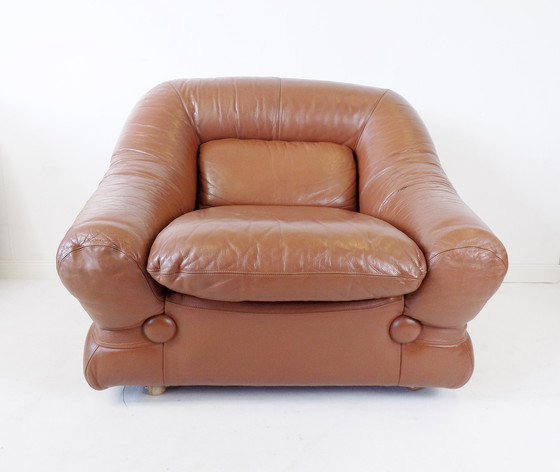 Image 1 of Italian leather lounge chair set of 2 70s