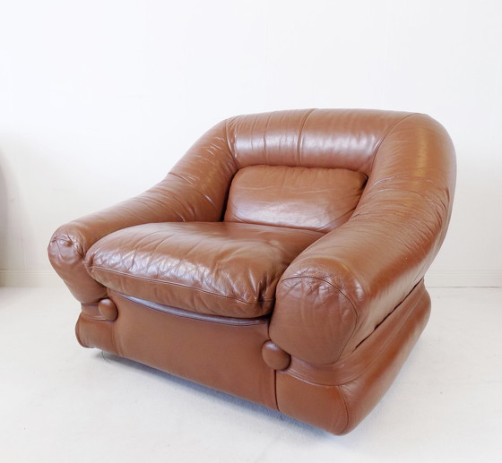 Image 1 of Italian leather lounge chair set of 2 70s