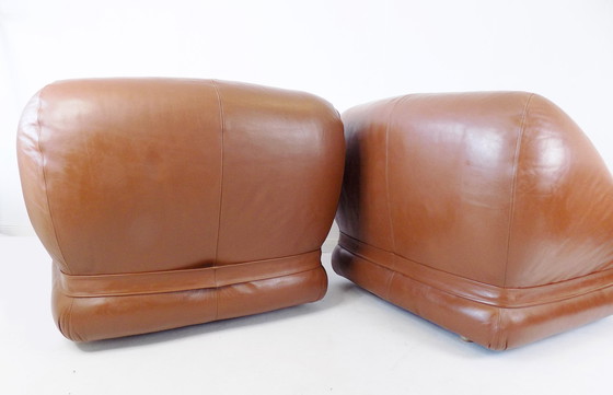 Image 1 of Italian leather lounge chair set of 2 70s