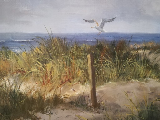 Robert Wee Zeegezicht met duinen schilderij – schilderijen tekeningen, Canvas, Klassiek (photo 2 of 7)