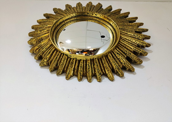 Image 1 of Mid century golden sunburst mirror, 1960s