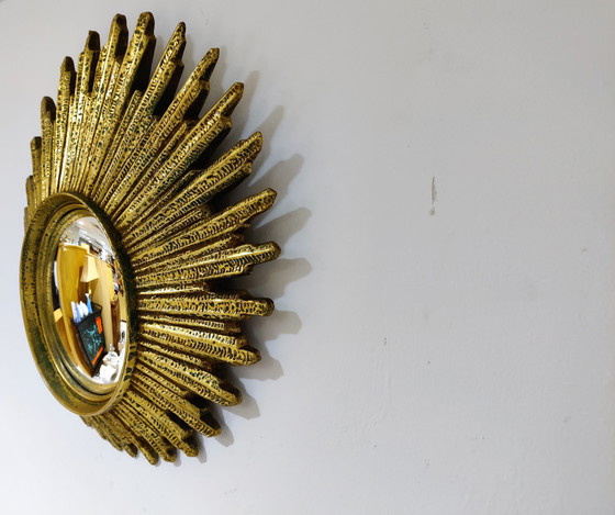 Image 1 of Mid century golden sunburst mirror, 1960s