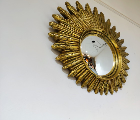 Image 1 of Mid century golden sunburst mirror, 1960s