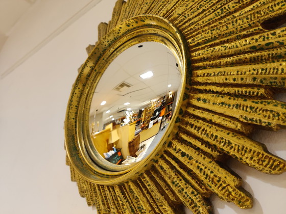 Image 1 of Mid century golden sunburst mirror, 1960s