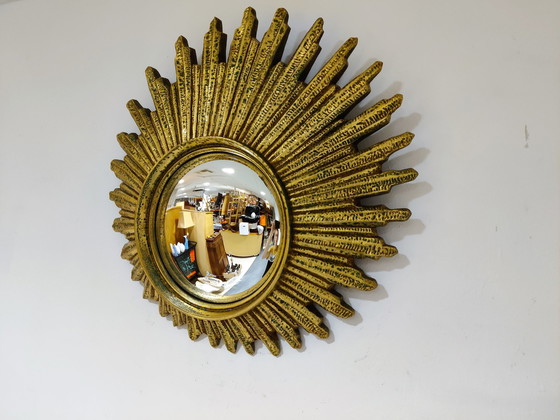 Image 1 of Mid century golden sunburst mirror, 1960s