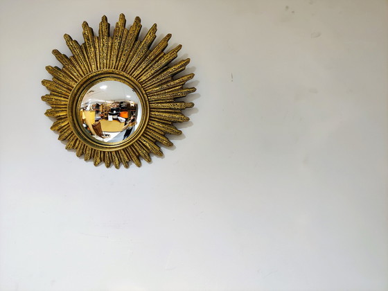 Image 1 of Mid century golden sunburst mirror, 1960s