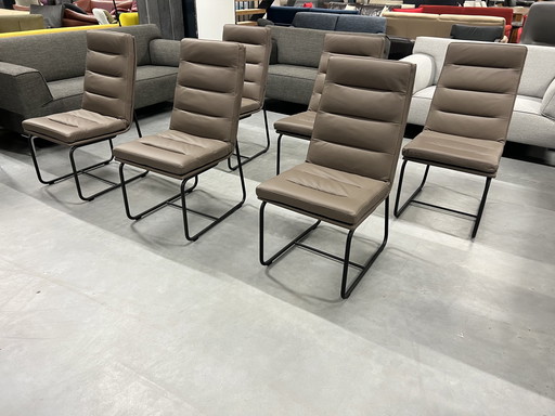 6x Gelderland 7854 S Chaises de salle à manger Cuir brun