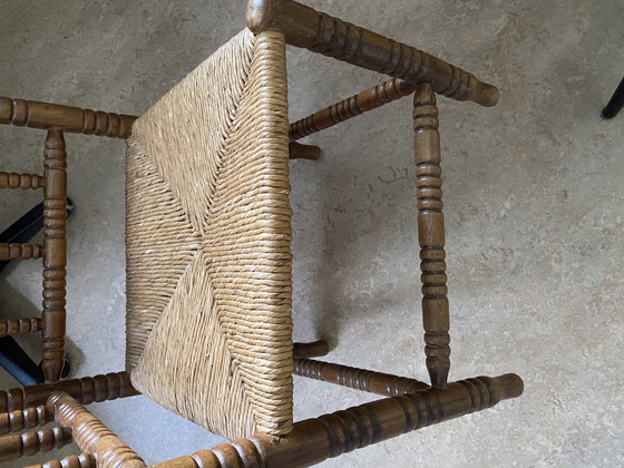 Image 1 of Sedia triangolare vintage con seduta in giunco
