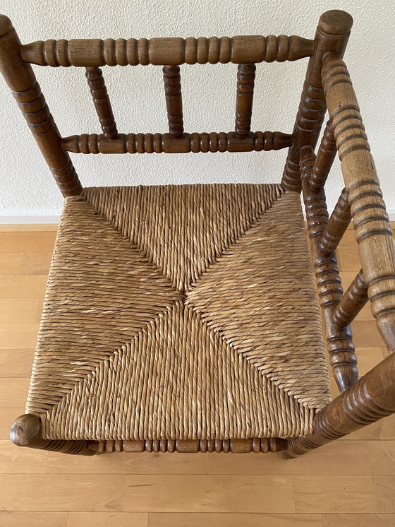 Image 1 of Sedia triangolare vintage con seduta in giunco