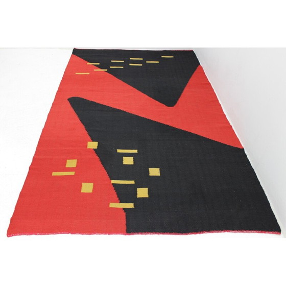 Image 1 of Tappeto kilim modernista geometrico vintage di Kybal, Cecoslovacchia 1950