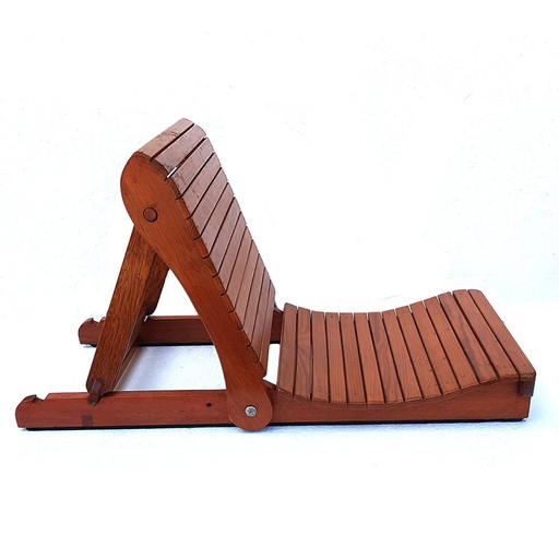 Chaise de plage en bois réglable pour enfants Mid Century