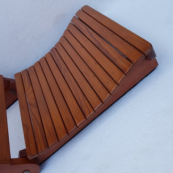 Image 1 of Chaise de plage en bois réglable pour enfants Mid Century