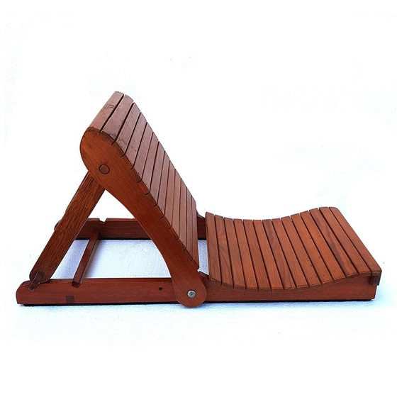 Image 1 of Chaise de plage en bois réglable pour enfants Mid Century