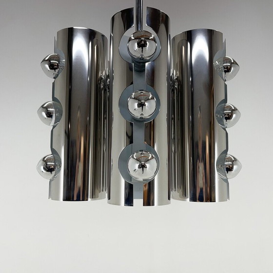 Image 1 of Lampadario vintage cromato italiano, Italia anni '60
