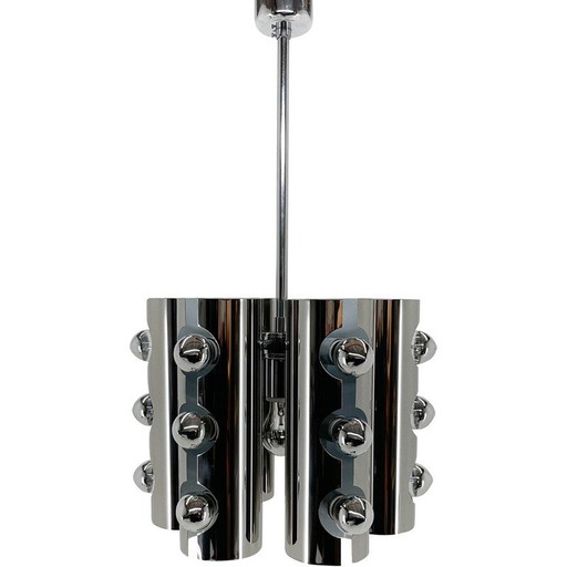Vintage italian chrome chandelier, Italy 1960s