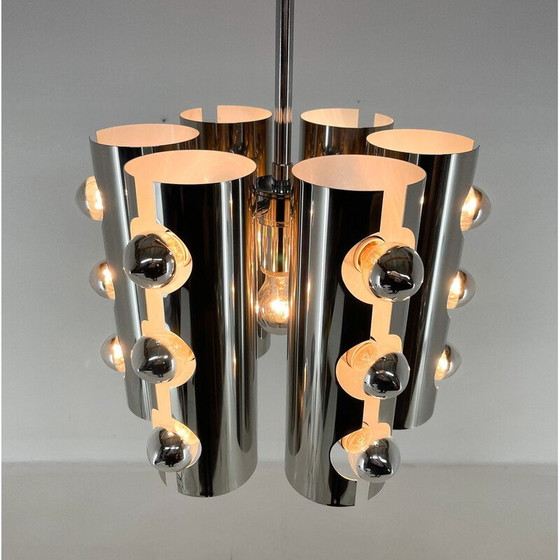 Image 1 of Lampadario vintage cromato italiano, Italia anni '60