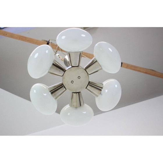 Image 1 of Lampadario vintage in ottone e vetro di Kamenický Šenov, Cecoslovacchia 1970