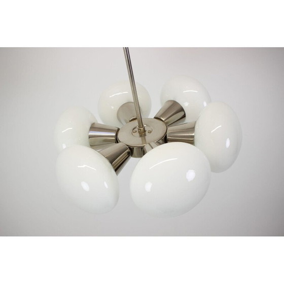 Image 1 of Lampadario vintage in ottone e vetro di Kamenický Šenov, Cecoslovacchia 1970