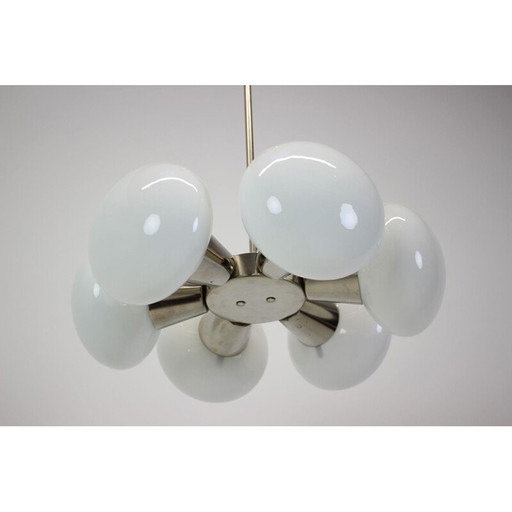 Vintage brass and glass chandelier by Kamenický Šenov, Czechoslovakia 1970