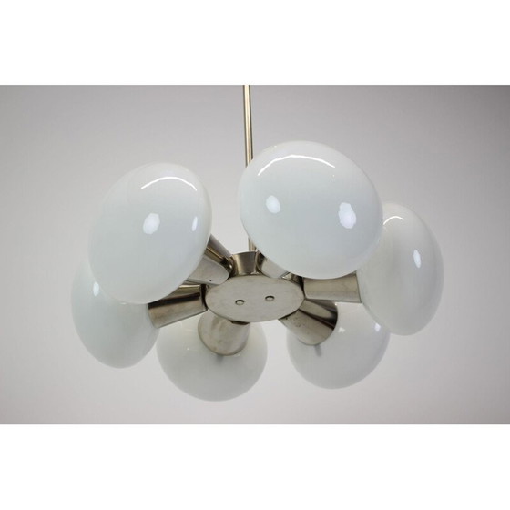 Image 1 of Lampadario vintage in ottone e vetro di Kamenický Šenov, Cecoslovacchia 1970