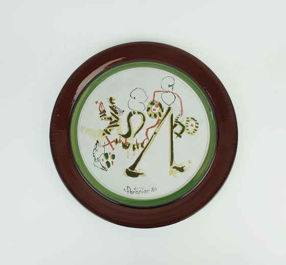 Image 1 of Unique Gilbert Portanier Ceramic Wall Plate Art Ceramic Signed Portanier 80 Vallauris