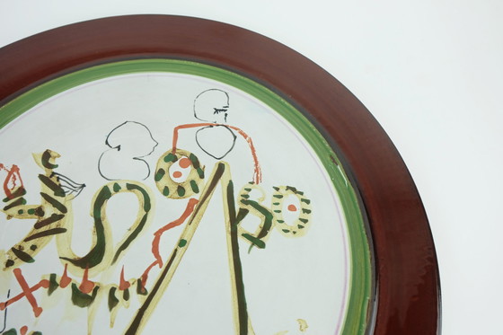 Image 1 of Unique Gilbert Portanier Ceramic Wall Plate Art Ceramic Signed Portanier 80 Vallauris