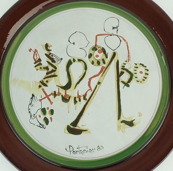 Image 1 of Unique Gilbert Portanier Ceramic Wall Plate Art Ceramic Signed Portanier 80 Vallauris