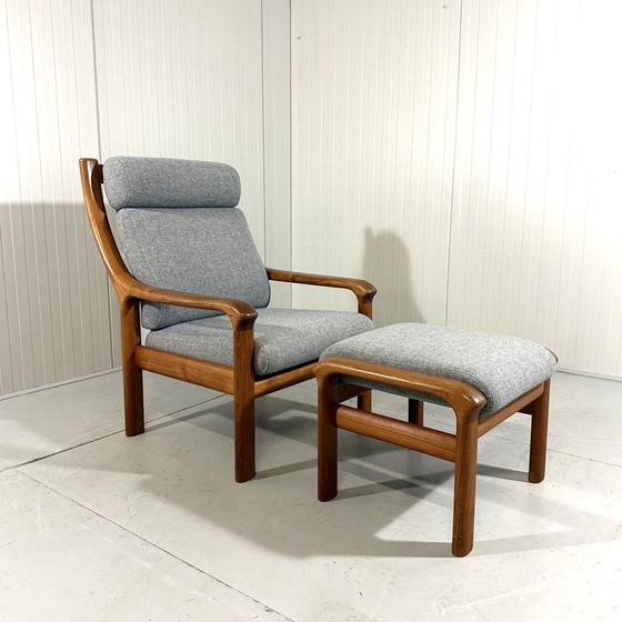 Image 1 of Sillón y reposapiés de teca Emc Furniture Dinamarca, década de 1970