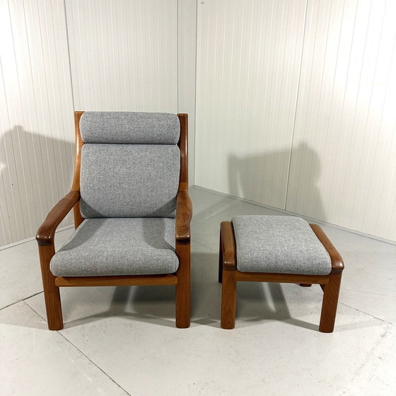 Image 1 of Sillón y reposapiés de teca Emc Furniture Dinamarca, década de 1970