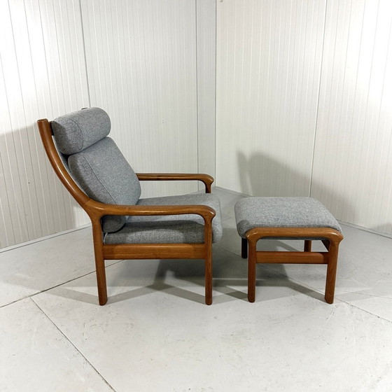 Image 1 of Sillón y reposapiés de teca Emc Furniture Dinamarca, década de 1970