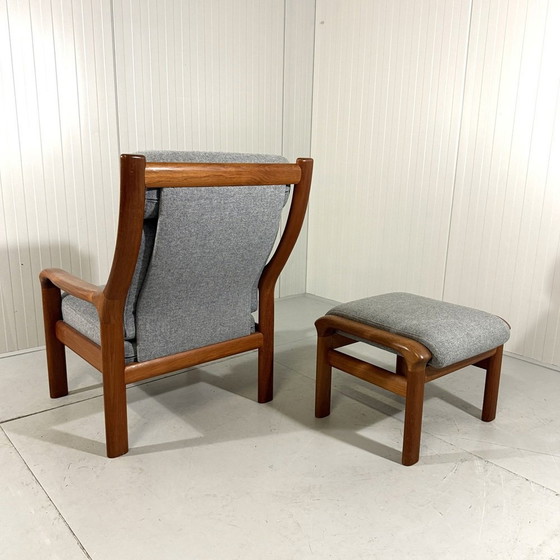 Image 1 of Sillón y reposapiés de teca Emc Furniture Dinamarca, década de 1970