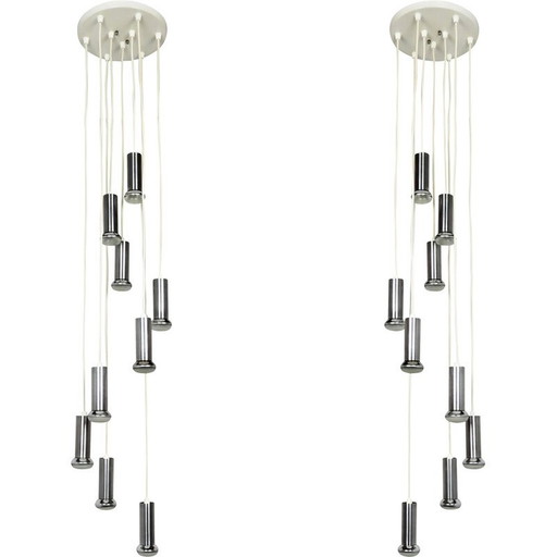 Pair of vintage waterfall pendant lamps by Raak, 1970