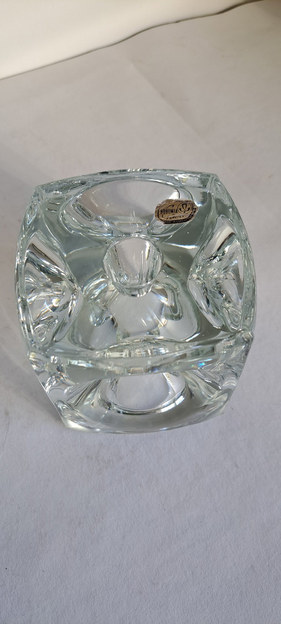 Image 1 of Ice Cube Candlestick Space Age 2 Pieces