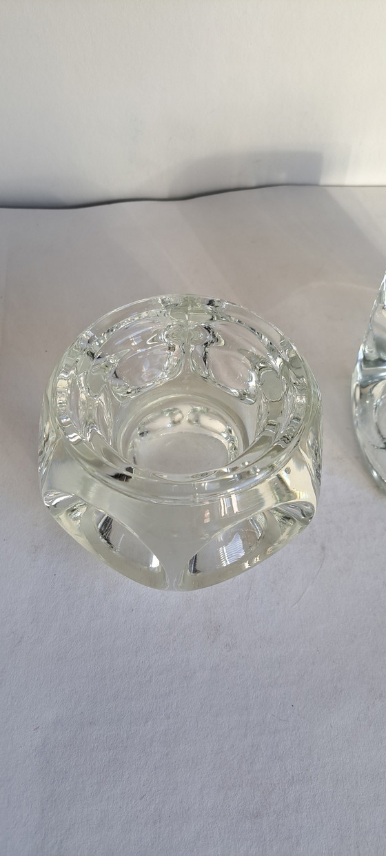 Image 1 of Ice Cube Candlestick Space Age 2 Pieces