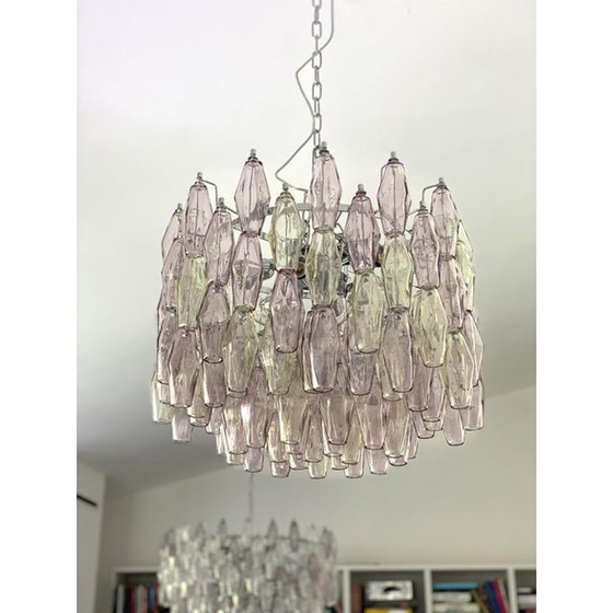 Image 1 of Lampadario Contemporaneo In Vetro Di Murano Multicolor "Poliedri" In Stile Venini