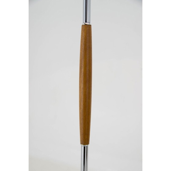Image 1 of Lampada da terra in legno e cromo di metà secolo, Cecoslovacchia, anni '70
