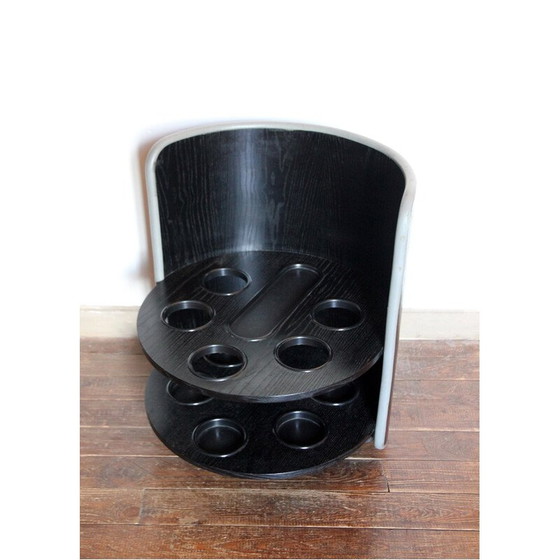 Image 1 of Vintage wooden bar cabinet on castors by Luigi Massoni, Italy 1960