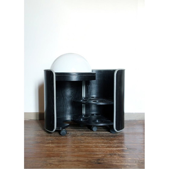 Image 1 of Vintage wooden bar cabinet on castors by Luigi Massoni, Italy 1960