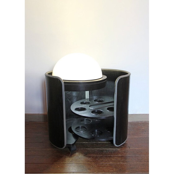 Image 1 of Vintage wooden bar cabinet on castors by Luigi Massoni, Italy 1960