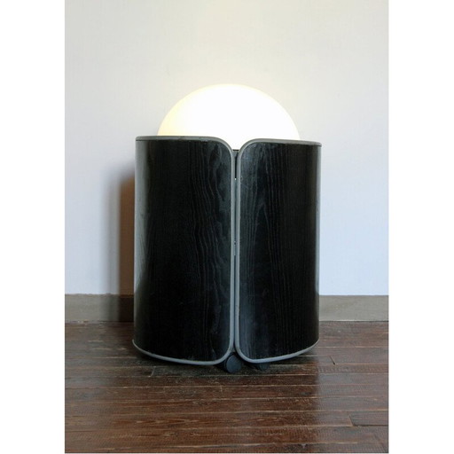 Vintage wooden bar cabinet on castors by Luigi Massoni, Italy 1960
