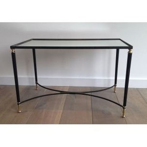 Vintage brass and lacquered metal coffee table, 1950