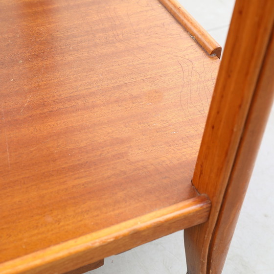 Image 1 of Table Desserte À Roulette Vintage Bois Et Verre Plateau Amovible 1960 Suède